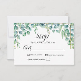 Cartão RSVP Elegante Eucalyptus Deixa Greenery Floral Casament