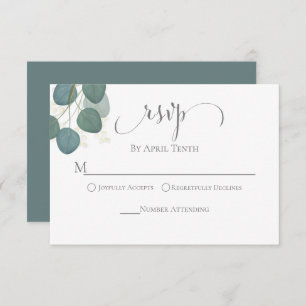 Cartão RSVP Elegante Eucalyptus Greenery Watercolor