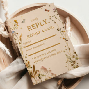 Cartão RSVP Elegante Flor Silvestre Botânica