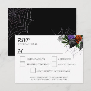 Cartão RSVP Elegante Floral Assustador Teia de Aranha