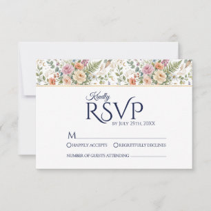 Cartão RSVP Elegante Floral Botânico Vintage