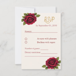 Cartão RSVP Elegante Floral Burgundy