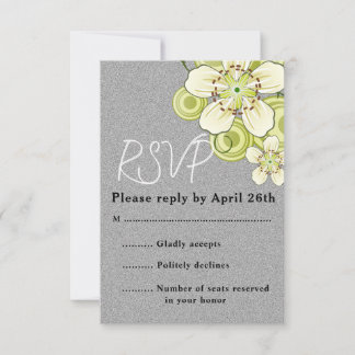 Cartão RSVP Elegante Floral Verde