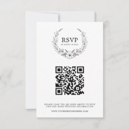Cartão RSVP Elegante Floral Wreath Wedding