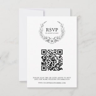 Cartão RSVP Elegante Floral Wreath Wedding