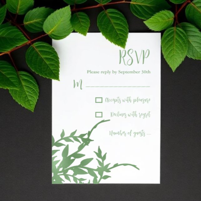 Cartão RSVP Elegante Greenery Quinceañera (Criador carregado)