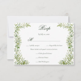 Cartão RSVP Elegante Jantar de Noiva Botânico com Vegetação De