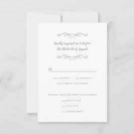 Cartão RSVP Elegante Jantar de Noiva Verde Sálvia Minimalista