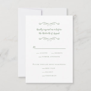 Cartão RSVP Elegante Jantar de Noiva Verde Sálvia Minimalista
