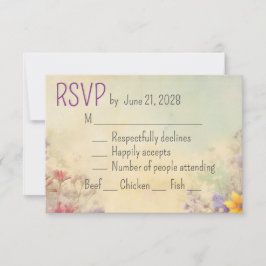 Cartão RSVP Elegante Lavanda romântica