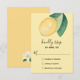 Cartão RSVP Elegante Lemon Watercolor