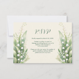 Cartão RSVP Elegante Lily do Vale Wedding Horiz