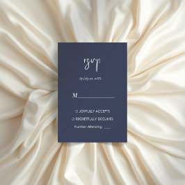 cartão rsvp elegante minimalista azul marinho