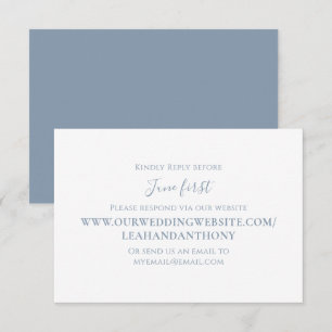 Cartão RSVP Elegante Moderno Simples Azul Pó Via Website