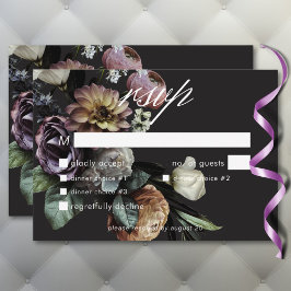 Cartão RSVP Elegante Moody Twilight Janto Floral Muted