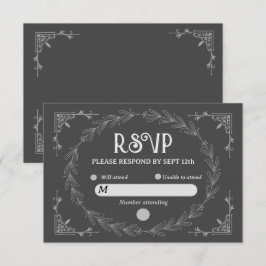 Cartão RSVP Elegante Noir Deco | Casamento Negro e Branco