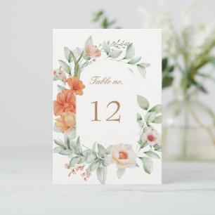Cartão RSVP elegante número da mesa de casamento floral de ver