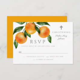 Cartão RSVP Elegante Orange Girl Christening