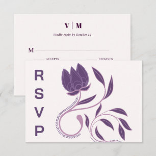 Cartão RSVP Elegante Ornato Paisley Fados Floral Casamento RSV