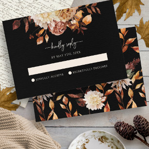 Cartão RSVP Elegante Outono Preto