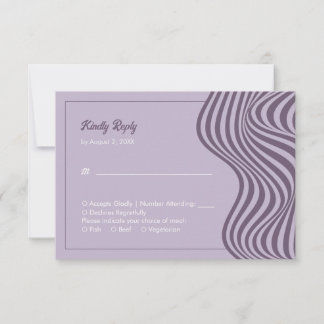 Cartão RSVP Elegante Padrão de Onda Fluindo Casamento Retro Mo