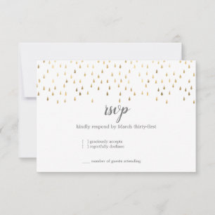 Cartão RSVP Elegante Pink e Dourado Raindrops Bat Mitzvah