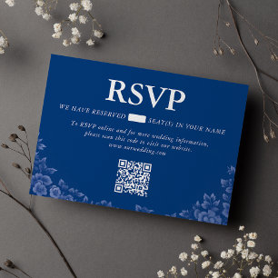 Cartão RSVP Elegante Pó Azul Francês Floral Vintage Casamento