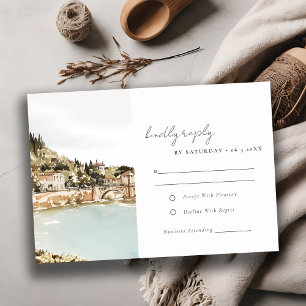 Cartão RSVP Elegante Recepção de Casamento em Verona Rio Adige