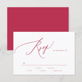 Cartão RSVP Elegante Red Magenta Verão O Casamento