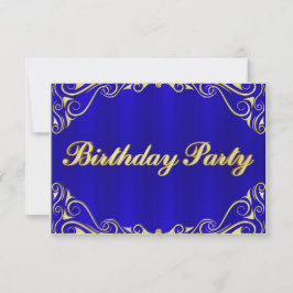 Cartão RSVP Elegante Regal Dourado Tipografia Birthday