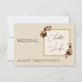 Cartão RSVP Elegante Romântico Rosa Enferrujado Casamento de O