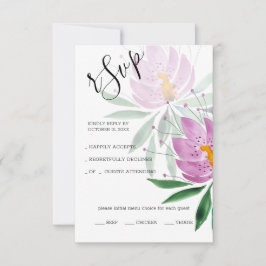 Cartão RSVP Elegante Romântico Violeta Lotus Watercolor Art