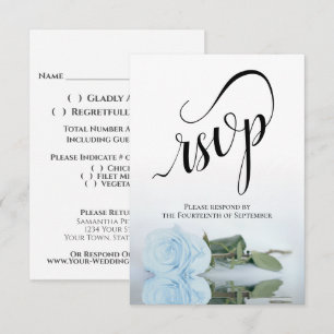 Cartão RSVP Elegante Rosa Azul Empoeirada De Haste Longa Para 