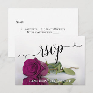Cartão RSVP Elegante Rosa Magenta Refletindo Rosa Casamento