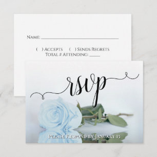 Cartão RSVP Elegante Rosa Reflexo Azul Pó Chic Casamento