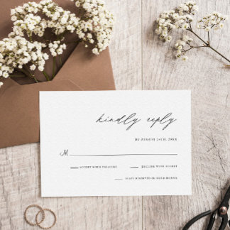 Cartão RSVP Elegante Roteiro Manuscrito Simples Casamento Mode