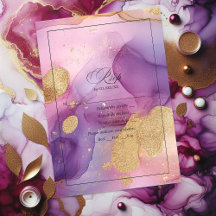 Elegante Roxo e Dourado Fluindo Tinta Alcoólica