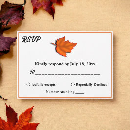 Cartão RSVP Elegante Rustic Autumn Deixa Casamento outono Chic