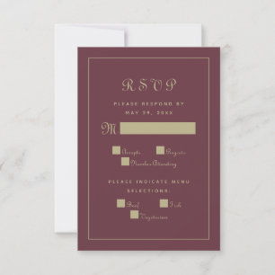Cartão RSVP Elegante Script Refeitante Enclosure Burgundy
