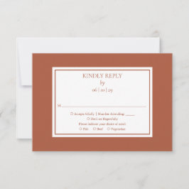 Cartão RSVP Elegante Simples Moderno Casamento Terracota