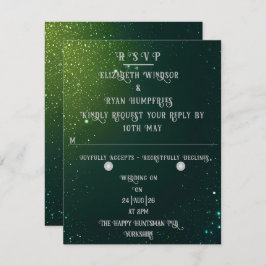Cartão RSVP Elegante Sparkle Wedding