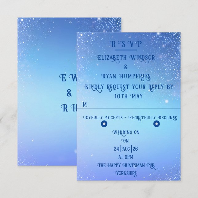 Cartão RSVP Elegante Sparkle Wedding (Frente/Verso)