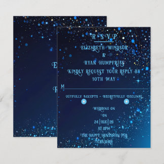 Cartão RSVP Elegante Sparkle Wedding