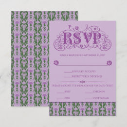 Cartão RSVP Elegante Tísculo Roxo Art Nouveau