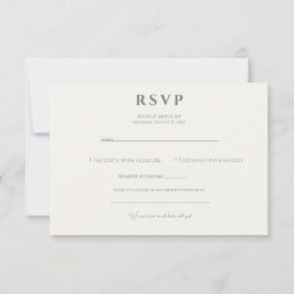 Cartão RSVP Elegante Verde Sage Minimalista Moderno Atemporal
