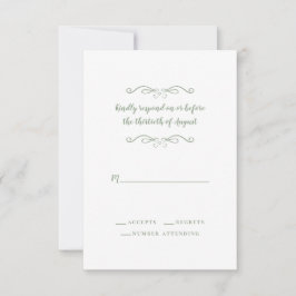 Cartão RSVP Elegante Verde Salvia Casamento Clássico Minimalis