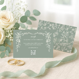 Cartão RSVP Elegante Verde Sálvia Floral Vintage Casamento
