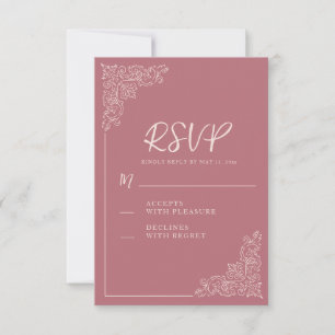 Cartão RSVP Elegante Vintage Blush Mauve Casamento