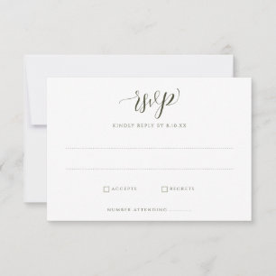Cartão RSVP Elegante White Floral Greenery Foliage Wedding RSV