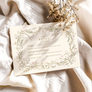 Cartão RSVP Elegante Woodland Fern Wedding